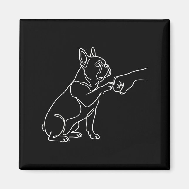 Liebe Hund Freundschaft Fist Bump Pfote Französisc Magnet (Vorne)