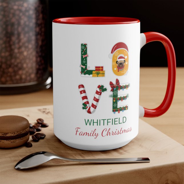 LIEBE Hund Personalisiert Weihnachtsfamilie Tasse (Von Creator hochgeladen)