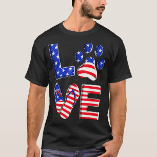 Liebe Hund Pfote Flip Flops USA-Flagge 4. Juli Hun T-Shirt