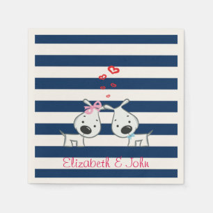 Liebe Hunde auf gestreiftem-Personalisiert Serviette