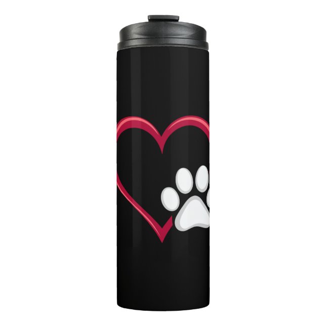 Liebe Hunde Paw Valentinstag Hund Lover Thermosbecher (Vorderseite)