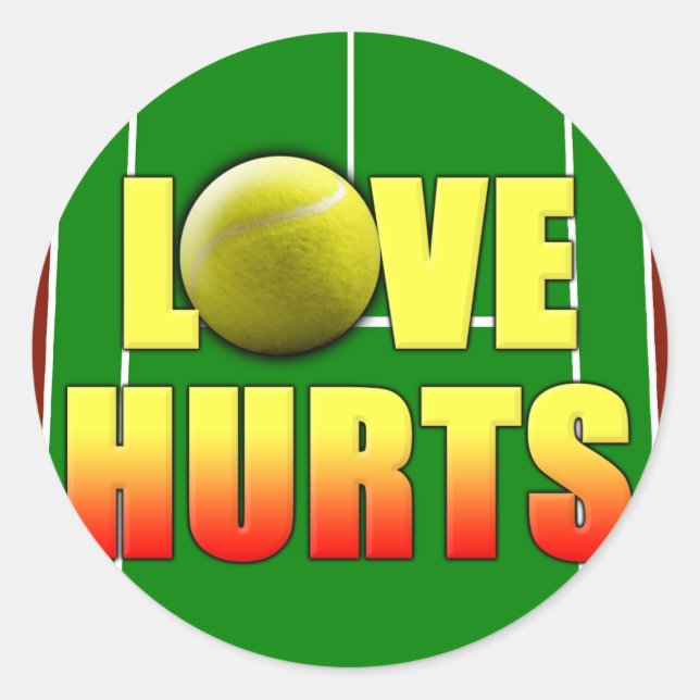 Liebe Hurt, Funny Tennis Runder Aufkleber (Vorderseite)