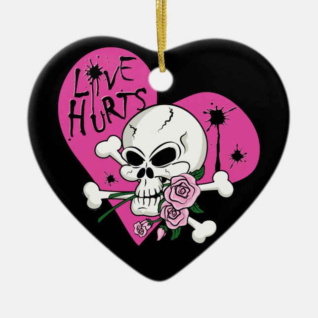 Liebe Hurt Skull Keramik Ornament (Vorne)