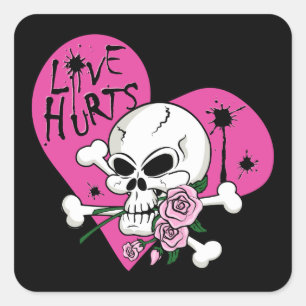 Liebe Hurt Skull Quadratischer Aufkleber