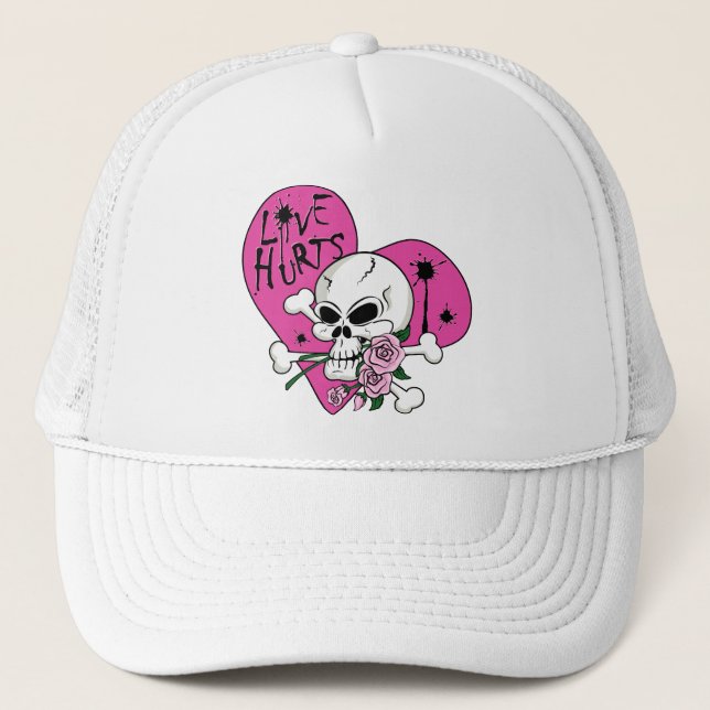 Liebe Hurt Skull Truckerkappe (Vorderseite)