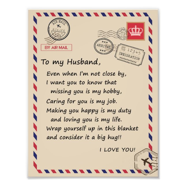 Liebe Husband | Brief an meinen Mann I Liebe Sie Fotodruck (Vorne)