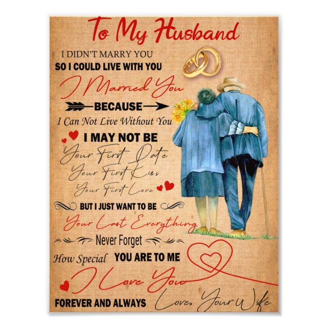 Liebe Husband | Brief an meinen Mann I Liebe Sie Fotodruck (Vorne)