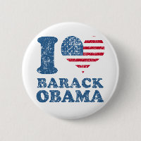 Liebe I Barack Obama (Flagge) Knopf