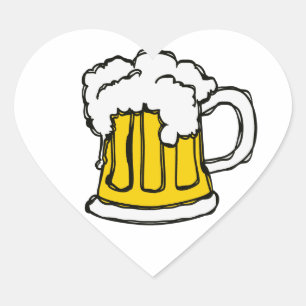 Liebe I BIER! Schaumiges halbes Liter Gebräu Herz-Aufkleber