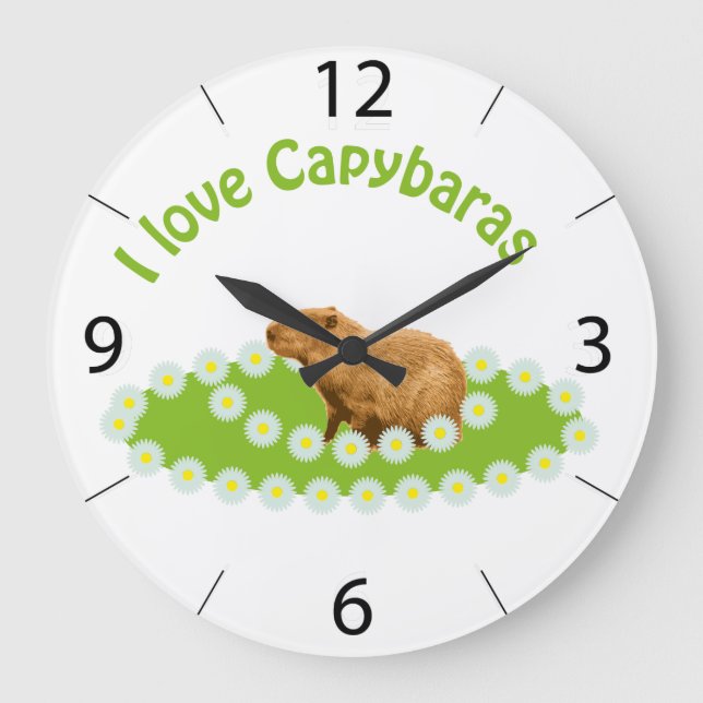 Liebe I Capybaras Große Wanduhr (Vorderseite)