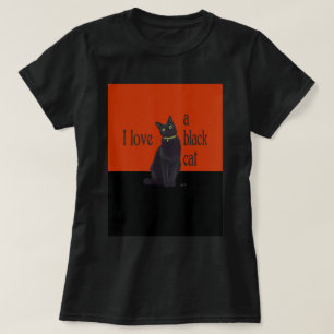 Liebe I eine schwarze Katze T-Shirt
