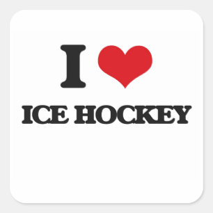 Liebe I Eis-Hockey Quadratischer Aufkleber