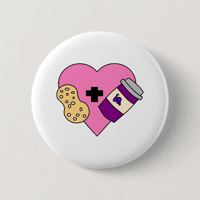 Liebe I Erdnussbutter und Gelee Button (Vorderseite)