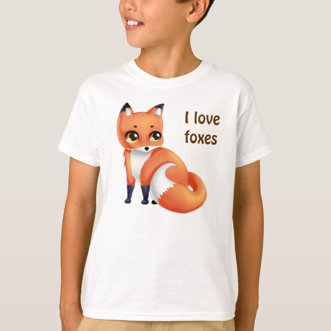 Liebe I foxes niedlichen Kawaii Cartoonfuchs T-Shirt (Vorderseite)