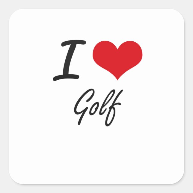 Liebe I Golf Quadratischer Aufkleber (Vorderseite)
