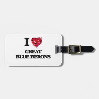 Liebe I großes Blau-Reiher Gepäckanhänger