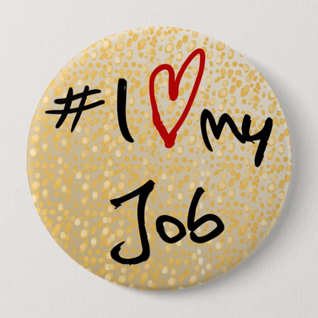 Liebe I (Herz) mein Job schwarz u. Rot auf Button (Vorderseite)