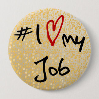 Liebe I (Herz) mein Job schwarz u. Rot auf Button