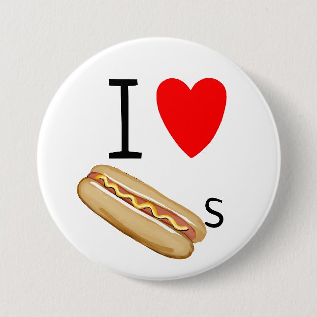 Liebe I Hotdogs Button (Vorderseite)