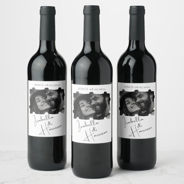 Liebe I Kalligrafie Custom Puzzle FotoCollage Weinetikett (Flaschen)