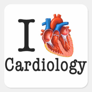 Liebe I Kardiologie Quadratischer Aufkleber