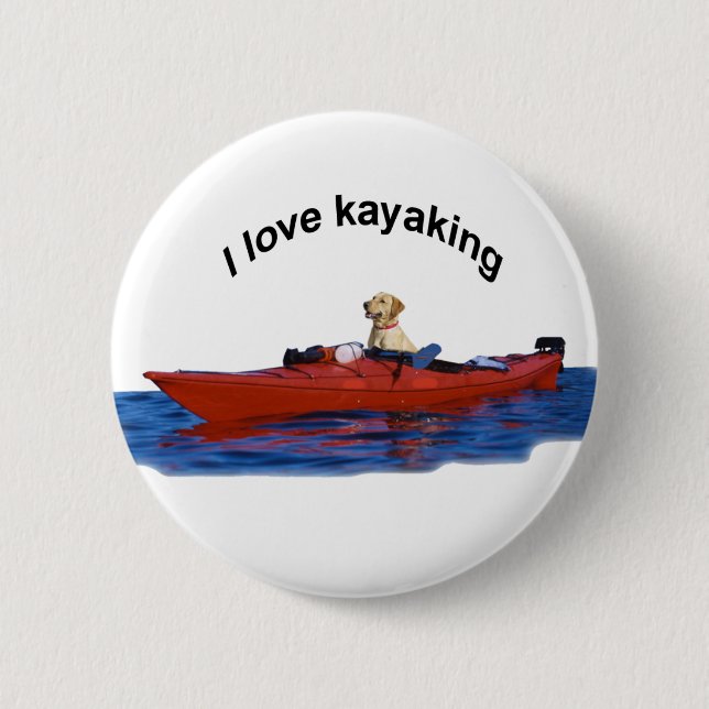 Liebe I kayaking (gelber Labrador) 2 Button (Vorderseite)