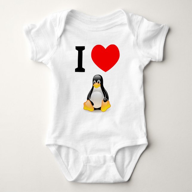 Liebe I Linux Baby Strampler (Vorderseite)