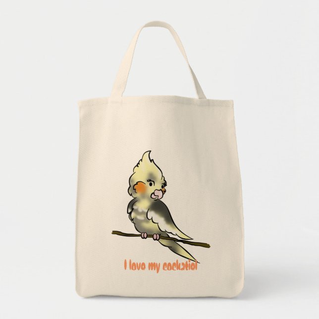 Liebe I mein Cockatiellebensmittelgeschäft baggie Tragetasche (Vorne)