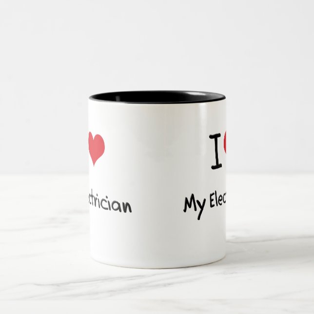 Liebe I mein Elektriker Zweifarbige Tasse (Mittel)