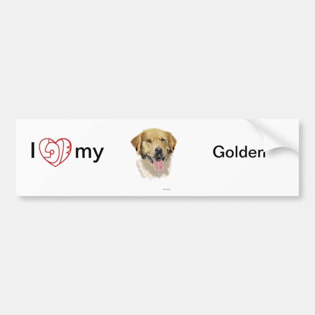 Liebe I mein Goldenes Autoaufkleber (Vorne)