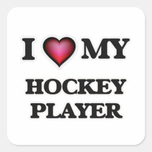 Liebe I mein Hockey-Spieler Quadratischer Aufkleber