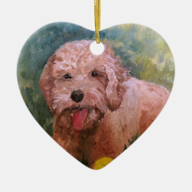 Liebe I mein Hund Oranament Goldendoodle Keramik Ornament (Vorne)