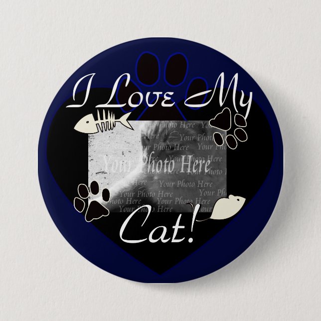 Liebe I mein Katzen-Knopf Button (Vorderseite)
