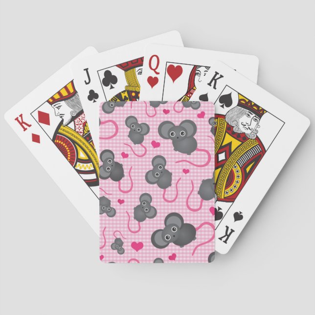 Liebe I mein Mäusemuster im Rosa Spielkarten (Rückseite)
