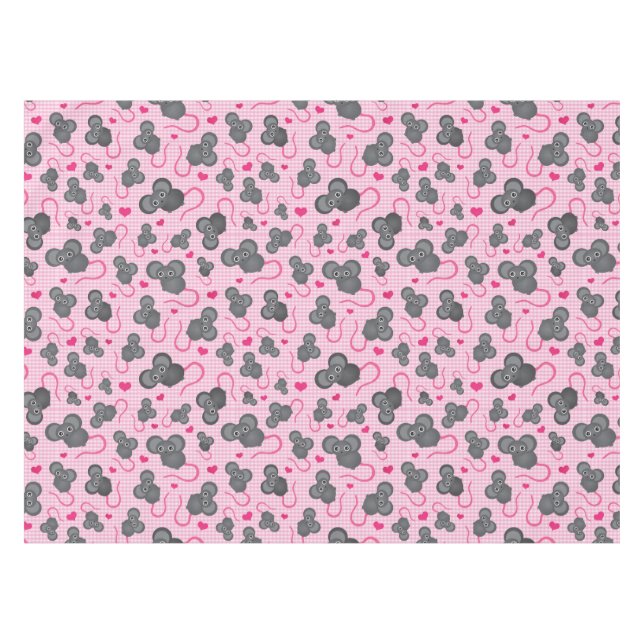 Liebe I mein Mäusemuster im Rosa Tischdecke (Vorderseite (Horizontal))
