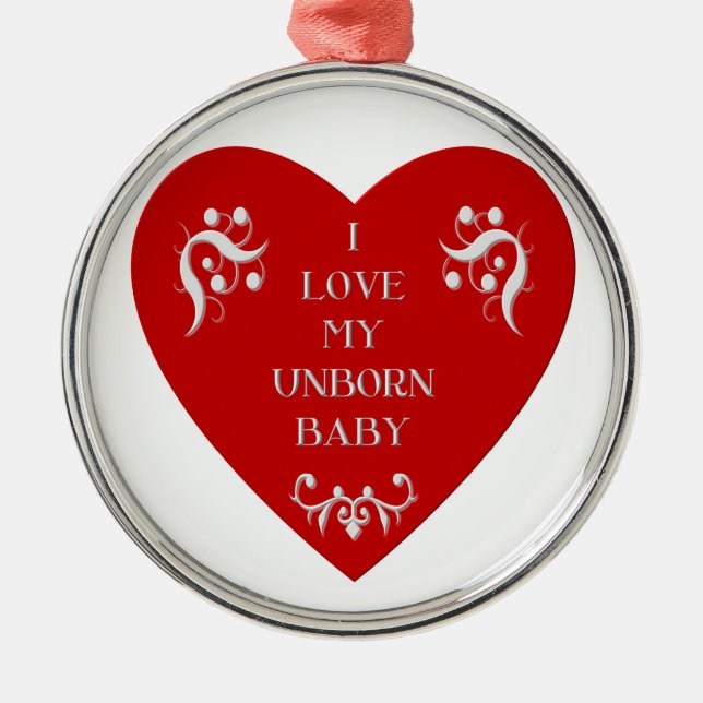 Liebe I mein ungeborenes Baby Silbernes Ornament (Vorne)