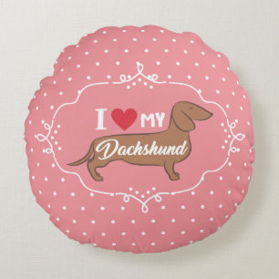 Liebe I meine Dackel-niedliche Illustration Rundes Kissen