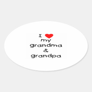 Liebe I meine Großmutter u. Großvater Ovaler Aufkleber