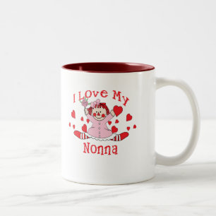 Liebe I meine Nonna Lappen-Puppe u. Herzen Zweifarbige Tasse