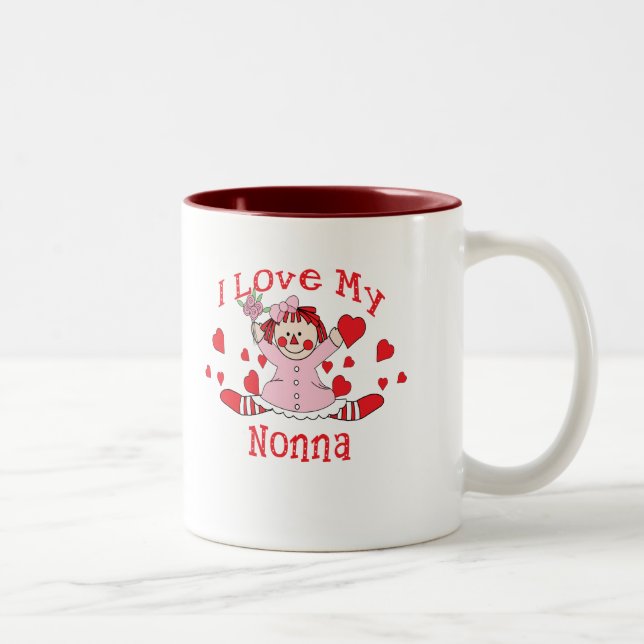 Liebe I meine Nonna Lappen-Puppe u. Herzen Zweifarbige Tasse (Rechts)