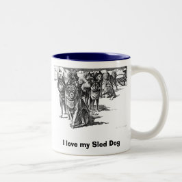 Liebe I meine Schlitten-HundeTasse Zweifarbige Tasse
