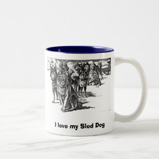 Liebe I meine Schlitten-HundeTasse Zweifarbige Tasse
