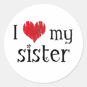 Liebe I meine Schwester Runder Aufkleber