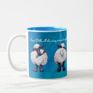 Liebe I Mutterschaf-Köpfe und Schwanz-Schafe Zweifarbige Tasse