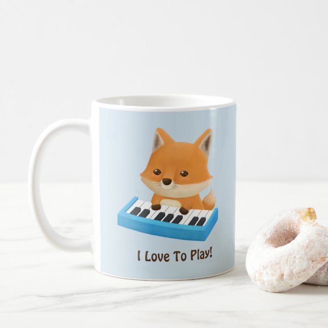 Liebe I, niedlichen Fox auf Klavier zu spielen Kaffeetasse (Mit Donut)