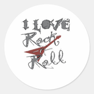 Liebe I Rock-and-Roll Runder Aufkleber