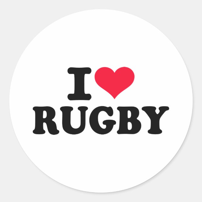 Liebe I Rugby Runder Aufkleber (Vorderseite)