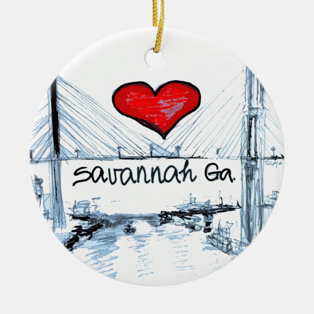 Liebe I Savanne GA Keramik Ornament (Vorne)