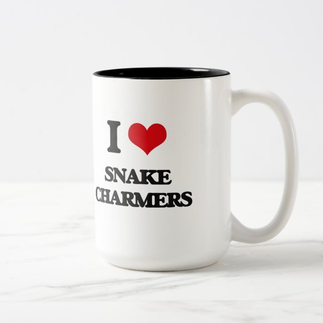 Liebe I Schlangen-Charmeure Zweifarbige Tasse (Rechts)