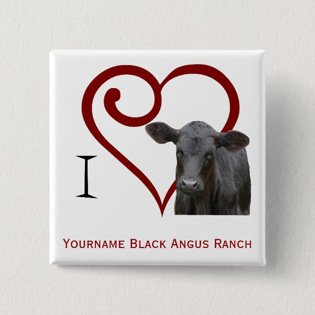 Liebe I schwarzes Angus-Rindfleisch Button (Vorderseite)